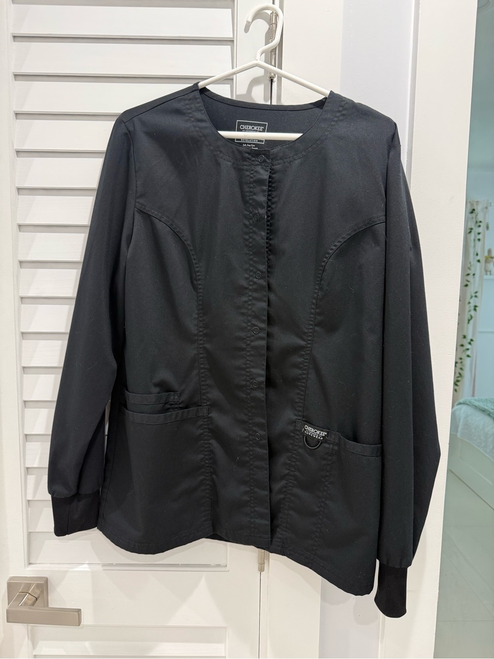 Cherokee Black Round-Neck Medical Jacket